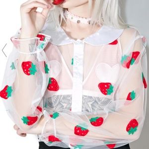 Melonhopper Strawberry Pie Sheer Blouse